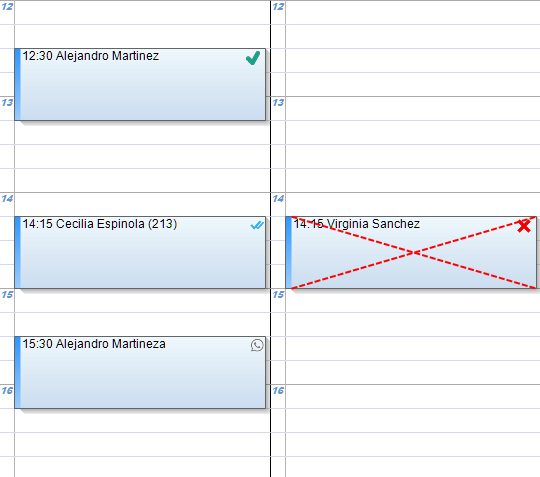 Vista de la agenda en Odontosys Desktop